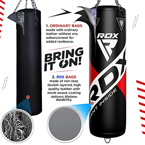 Image of RDX Punching Bag Filled Set Kick Boxing MMA Heavy Muay Thai Training Gloves Punching Mitts Ceiling Hook Hanging Chain Anchor Martial Arts 4FT 5FT