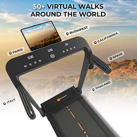 Image of Flexnest Flextread 5HP Peak German-Designed Treadmill with in-Built Bluetooth Speaker, 500+ Classes and Virtual Walks for Home Walking and Running Pad - Black