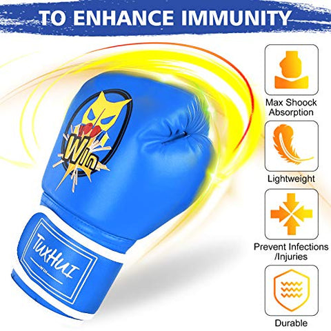 Image of TUXHUI Kids Boxing Gloves for Kids Boys Girls Youth Age 5-12 Years Training Gloves for Punching Bag Kickboxing Muay Thai