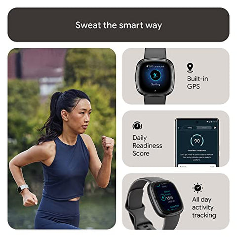 Image of Fitbit Sense 2 Health & Fitness Watch (Shadow Grey / Graphite Aluminium) with 6-Month Premium Membership