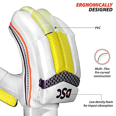 Image of DSC Intense Valor Leather Cricket Batting Gloves, Mens Right (White Turquoise)
