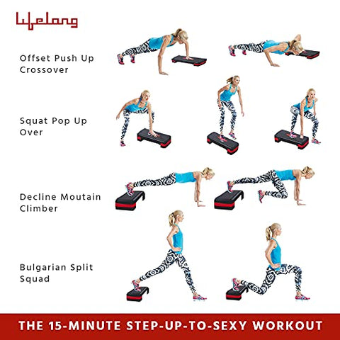 Image of Lifelong Polypropylene Adjustable Home Gym Exercise Fitness Stepper for Exercise Aerobics Stepper with 3 Height Adjustments| Max Weight 200kg (Black & Red)