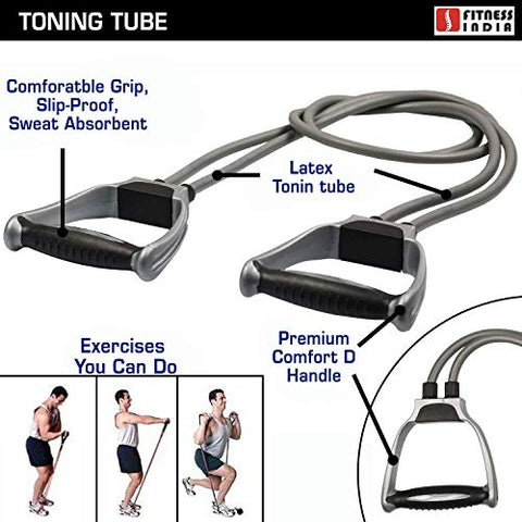 Image of FITNESS INDIA™ Tummy Trimmer & Toning Tube (Combo of 2) Pull Reducer Body Toner Exerciser Home Gym Equipment Leg Hand Biceps - Multicolour