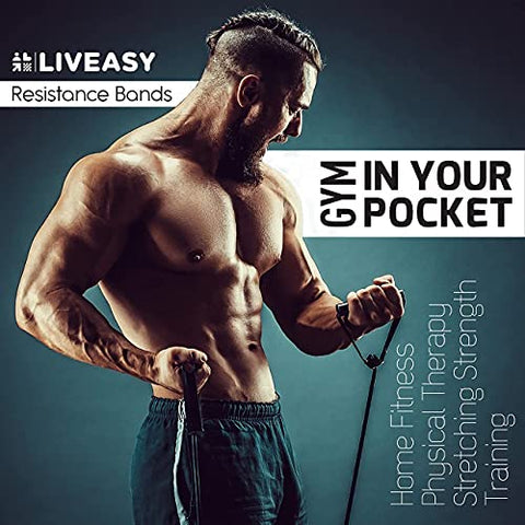 Image of LivEasy Essentials Unbreakable 100 % Natural Latex Rubber Resistance Bands for Workout - Men & Women (Set of 12)