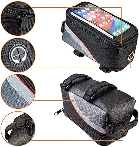 Image of Xianco Polyester Bicycle Front Bag – Waterproof Cycle Mobile Holder Bag with PVC Touch Screen 6 inch Phone