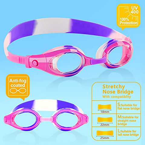 Image of Elimoons Kids Swim Goggles, Pack of 2, Swimming Glasses for Children and Early Teens from 3 to 15 Years Old, Clear Vision, Anti-Fog, Waterproof, UV Protection