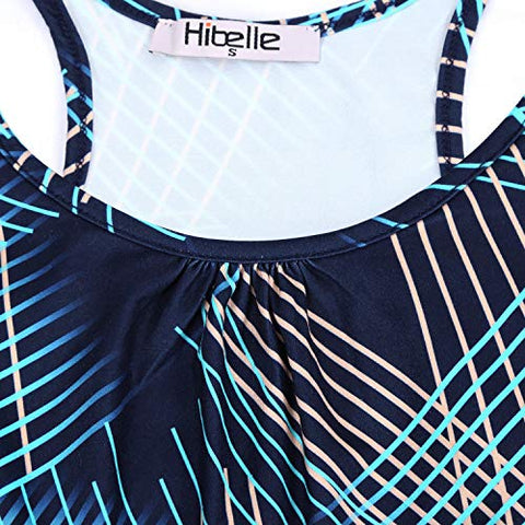 Image of Hibelle Sport Tank Tops for Women, Fashion Summer Workout Yoga Top Racerback Running Exercise Tanks Shirts Tennis Gym Athletic Clothes Active Wear Outfits Blue Pattern Large