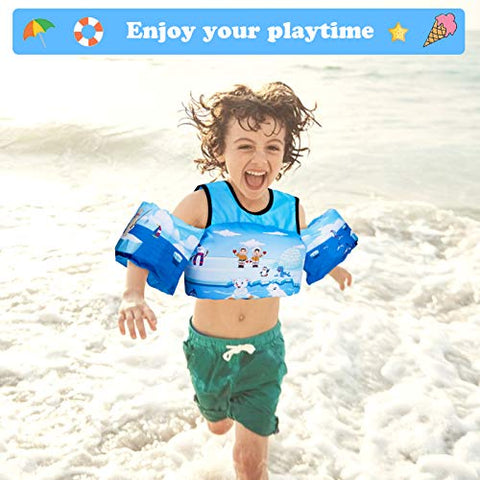 Image of Puddle Beach Jumper, Jurmikey Toddler Swim Vest Jacket for 30-66 Pounds Boys & Girls, Children’s Training Jumper for Beach/ Pool/See (Beiji)