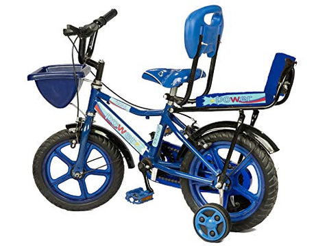 Image of Norman Jr RSJ- Double Seated Bicycle Designed in Scandinavia EU Kids Bike Bicycle for Toddlers and Kids 14 Inch Fully Adjustable with Back Seat & Support for Boys and Girls Cycle for 2 to 5 Years- Shine Blue