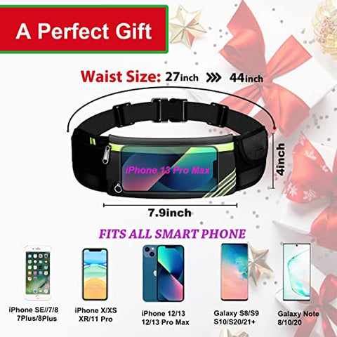 Image of AIKENDO Reflective Slim Pocket Running Belt Fanny Pack Bag for Hiking Fitness Cycling Workout Gym, Jogging for iPhone Xs, XR, 7 8 Plus, Travelling Money Phone Holder