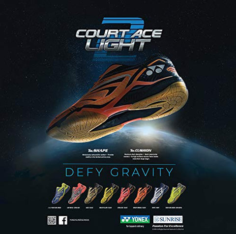 Image of Yonex Court Ace Light 2 Badminton Shoes , 8 UK (BRIGHT ORANGE BLACK)| Ideal For Badminton,Squash,Table Tennis,Volleyball | Non-Marking Sole | TRU Cushion | TRU Shape