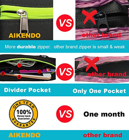 Image of AIKENDO Reflective Slim Pocket Running Belt Fanny Pack Bag for Hiking Fitness Cycling Workout Gym, Jogging for iPhone Xs, XR, 7 8 Plus, Travelling Money Phone Holder