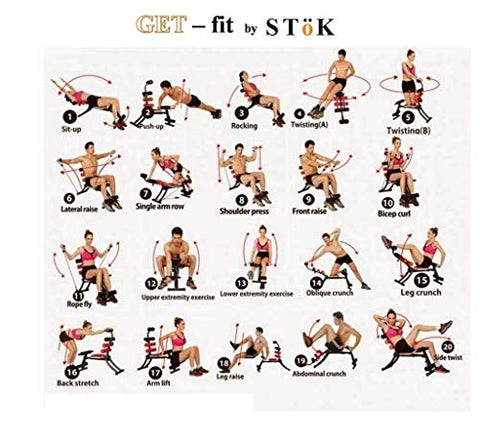 Image of Ozoy Six Pack Abs Exerciser Machine 20 Different Mode for Exercise and Fitness Without Cycle Rocket Exercise Handles-Level Adjustable Workout-Training Bench Abdominal Trainer Core & Abs (Multi)