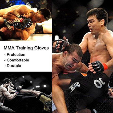 Image of ZooBoo MMA Gloves, Half-Finger Boxing Fight Gloves MMA Mitts with Adjustable Wrist Band for Sanda Sparring Punching Bag Training (One Size Fits Most)