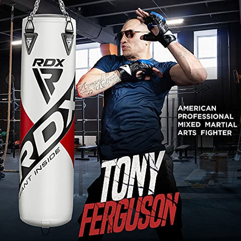 Image of RDX Punch Bag for Boxing Training | Filled Heavy Bag Set with Punching Gloves, Chain, Wall Bracket | Great for Grappling, MMA, Kickboxing, Muay Thai, Karate, BJJ & Taekwondo | 17 pcs Comes in 4FT/5FT