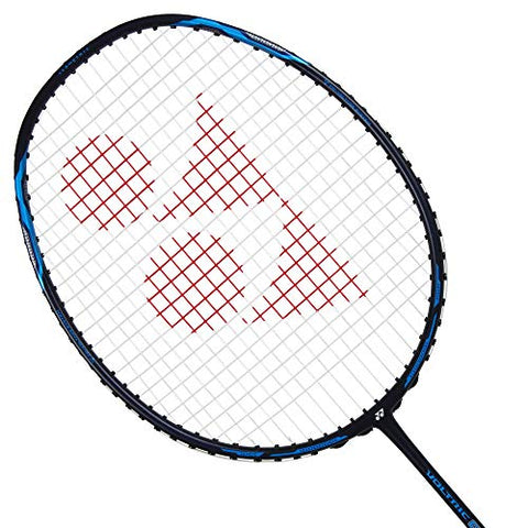 Image of YONEX VOLTRIC 0.7DG Badminton Racquet (Navy Blue, Graphite, 35 lbs. Tension) & Mavis 350 Green Cap Nylon Shuttlecock (Yellow)