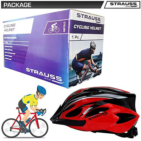Image of Strauss Cycling Helmet, (Black/Red) with Strauss Offroad Motorcycle/Bike Goggle, (Red)