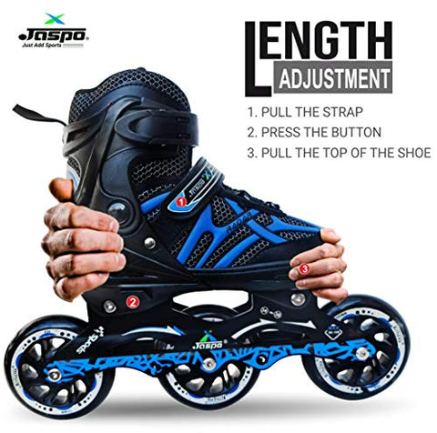 Image of JASPO Radar Hydra-MAX Adjustable Inline Shoe Skates for All Age Groups (Blue, Medium (1-4 UK))