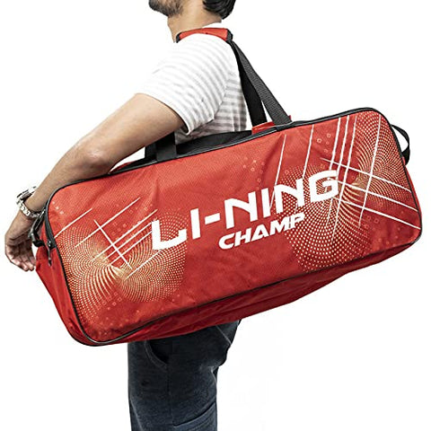 Image of Li-Ning ABDP-374 Champ 6 in 1 Nylon Polyester Badminton Kitbag - with Additional Shoe Bag - Red