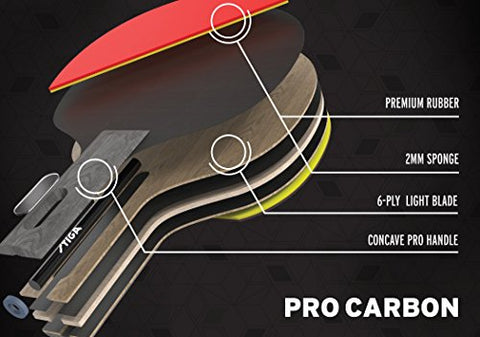 Image of Stiga Pro Carbon Wooden Table Tennis Racket- Multicolour