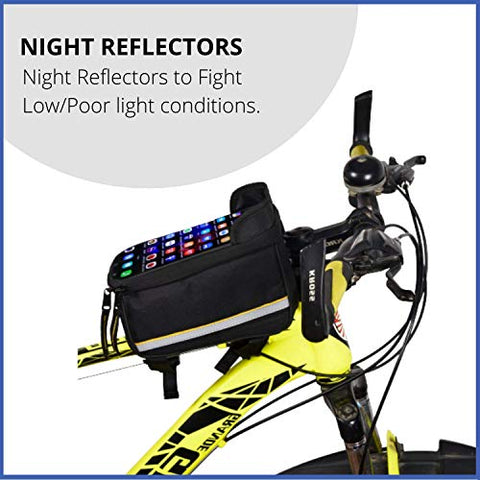 Image of GR GOLDEN RIDERS Polyester Bicycle Front Frame/Tube Bag for Mobile Phone (Black)