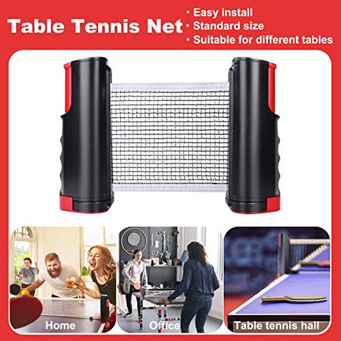 Image of Sportout 4 Player Ping Pong Paddle Set, Table Tennis Paddle Set with Retractable Net, Balls and Portable Case, Perfect for Home Indoor or Outdoor Play