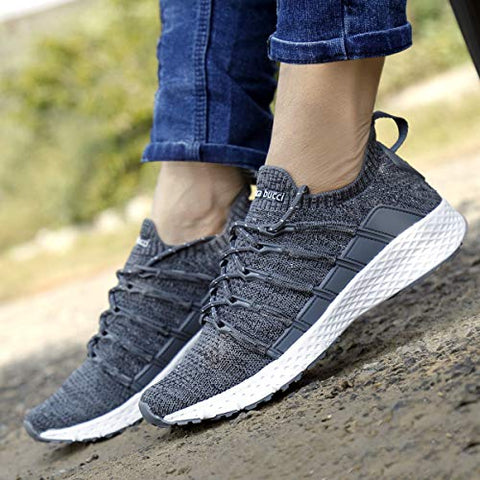 Image of Bacca Bucci® Men's Stella Comfortable Running Shoes with Adaptive Smart Cushioning 5 in 1 uni-Moulding Technology Professional Non Slip Sneakers for Walking, Tennis, Fitness & Gym-Grey