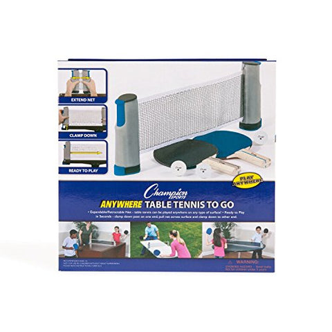 Image of Champion Sports Anywhere Table Tennis: Ping Pong Paddles, Balls, and Portable Net & Post Set to Go Version