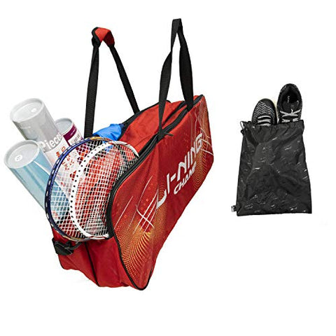 Image of Li-Ning ABDP-374 Champ 6 in 1 Nylon Polyester Badminton Kitbag - with Additional Shoe Bag - Red