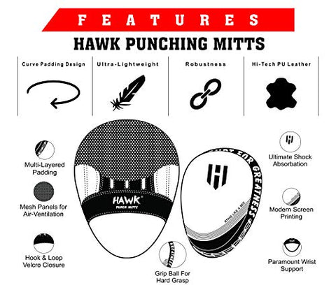 Image of Punching Mitts Kickboxing Muay Thai MMA Boxing Mitts Training Focus Punch Mitts Bags Hand Target Pads for Kids, Men & Women (Pair) (Red)