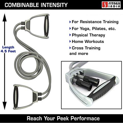 Image of FITNESS INDIA™ Tummy Trimmer & Toning Tube (Combo of 2) Pull Reducer Body Toner Exerciser Home Gym Equipment Leg Hand Biceps - Multicolour