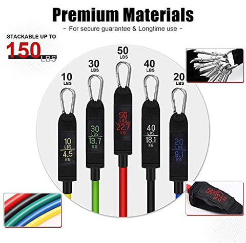 Image of Resistance Bands, Resistance Band Set, Workout Bands, Exercise Bands for Men and Women, Exercise Bands with Door Anchor, Handles, Legs Ankle Straps for Muscle Training, Physical Therapy, Shape Body