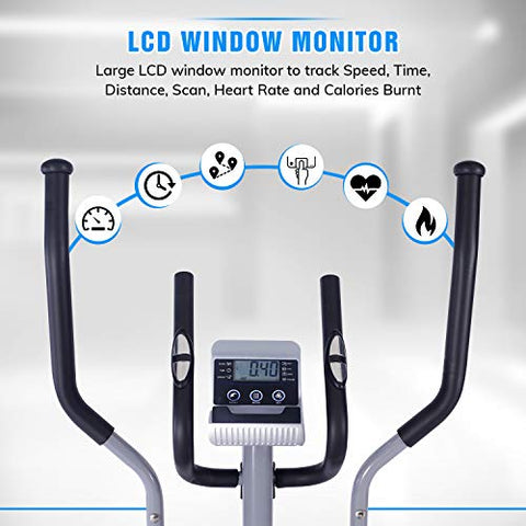 Image of Welcare Elliptical Cross Trainer WC6044 with Adjustable seat, Hand Pulse Sensor, LCD Monitor, Adjustable Resistance for Home Use (DIY Installation with Video Call Assistance)