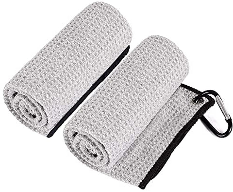 Image of Favritt Golf Towel for Golf Bag with Clip and Accessories Set Golf Cleaning Brush Golf Club Cleaner Golf Gift for Men ,Women, Children