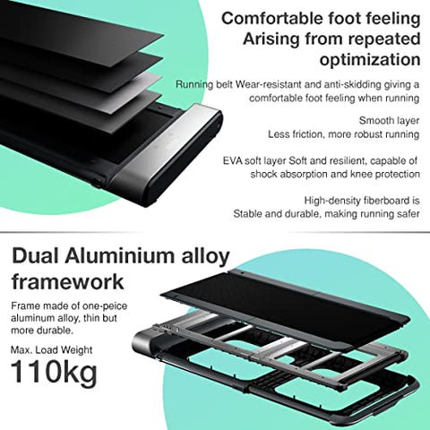 Image of SPARNOD FITNESS STH-3050 5.5 HP Peak Motorised Under Desk Walking Pad Treadmill for Home Use Pre-Installed with Interactive LED Display, Foot Sensing Speed Control, Remote and App Control (Black)