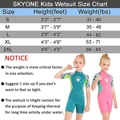 Image of Wetsuit Kids Shorty Neoprene Thermal Diving Swimsuit 2.5MM for Girls Boys Child Teen Youth Toddler, One Piece Children Rash Guard Swimming Suit UV Protection Sunsuit for Surfing (Girl Green, L)