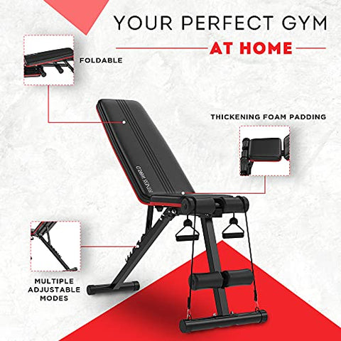 Image of FITNESS WORLD Home Multi Functional Weight Workout Strength Training Multi-Purpose Foldable Incline Decline Exercise Foldable Bench - Weight Limit: 215 Kg
