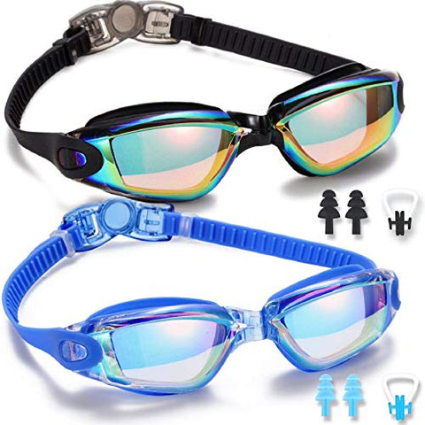 Image of Yizerel Swim Goggles, 2 Pack Swimming Goggles for Adult Men Women Youth Kids Child, No Leaking Anti Fog UV 400 Protection Waterproof 180 Degree Clear Vision Triathlon Pool Goggles