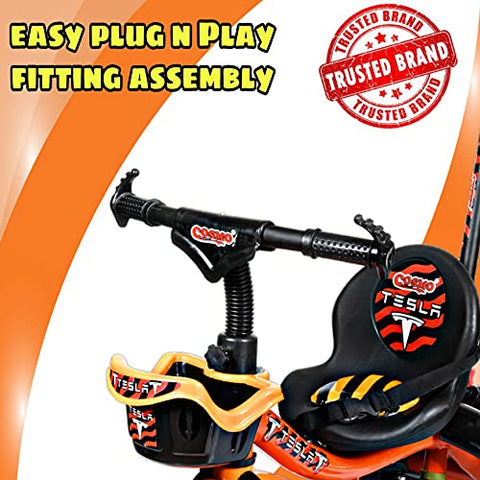 Image of Cosmo Baby trx-900 Plug N Play Kids / Baby Tricycle with Parental Control , Cushion seat and seat Belt for 12 Months to 48 Months Boys / Girls / . Carrying Capacity Upto 30kgs ( Orange )