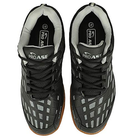 Image of ASE Men's PRO Non-Marking Sole TRU Cushion TRU Shape Badminton Shoes Ideal for Badminton, Table Tennis, Volleyball (Black, 07)