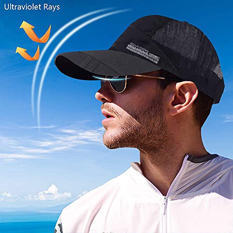 Image of FSFTTRAD Hat for Men Woman Sports Cap Sun Hat Quick Drying Soft Polyester Fiber Adjustable for Unisex (Adjustable 52-60 cm) (Black)