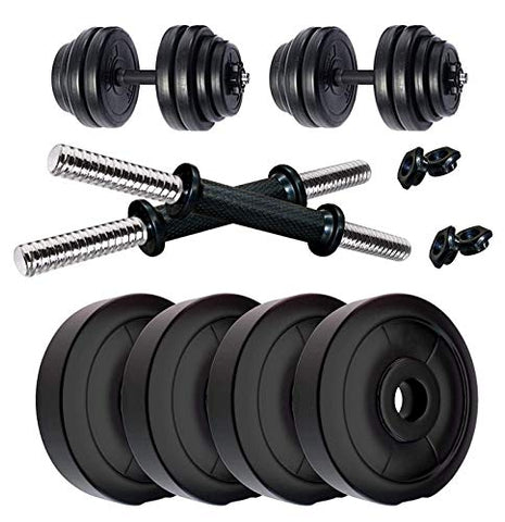 Image of au.ctave sports Gym Equipment for Home 8 kg (2 kg x 4) PVC, 14 inches Dumbbell Rod Set, Exercise & Fitness Home Gym Workout Gym Accessories Combo for Men and Women black