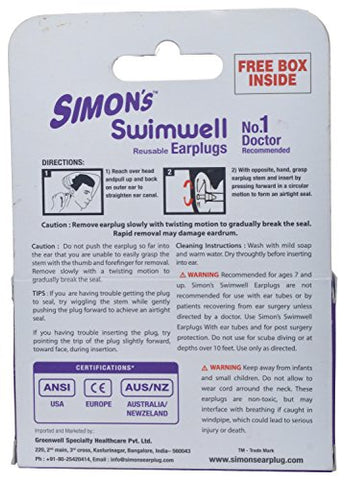 Image of Simon's Swimwell Reusable Silicone Earplugs (2 Pairs, Orange)