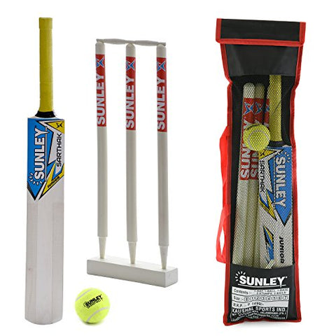Image of Sunley Sarthak Youth Combo Size 5 for Age Group 10-12 Years Wooden Cricket Kit (Multicolour)