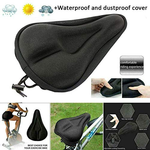 Image of fastped New Special Designing Canvas Heavy Bicycle Silicone Gel Saddle Seat & Cushion Pad Gel Cover (Black)