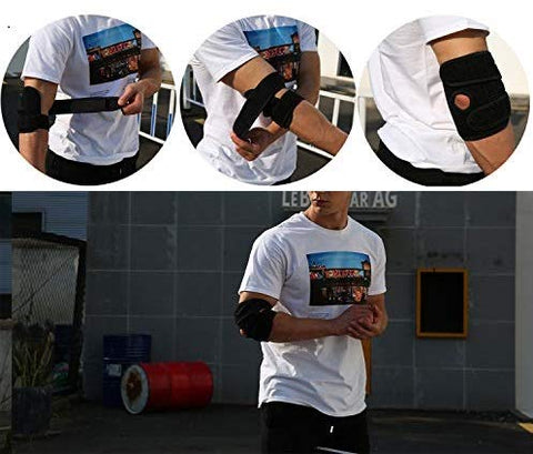 Image of Tima Elbow Support Brace, Adjustable Tennis Elbow Support Brace, Great for Sprained Elbows, Tendonitis, Arthritis, Basketball, Baseball, Golfer's Elbow Provides Support & Ease Pains (Black)