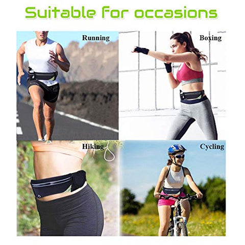 Image of Running Belt Waist Pack with Adjustable Strap&Water Bottle Holder, Slim Fanny Packs for Women,Waterproof Fanny Pack for Men,iPhone Running Holder Cell Phone Belt Pouch Bag for iPhone X/Samsung/LG/Gym