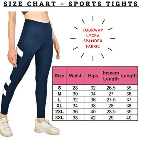 Image of Kopykat Fourway Lycra Spandex Highwaist Sports Gym Yoga Tights for Women (kop-51) (Airforce Blue - 3XL)