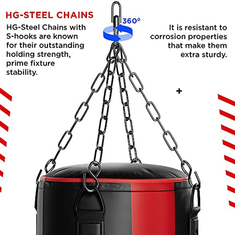 Image of RDX Punching Bag Heavy Boxing Bag, 8pc Filled 4ft 5ft Anti Swing Kickboxing Adult Set, Maya Hide Leather, Punch Gloves Ceiling Hook Hanging Chains, MMA Muay Thai Workout Home Gym Fitness Training