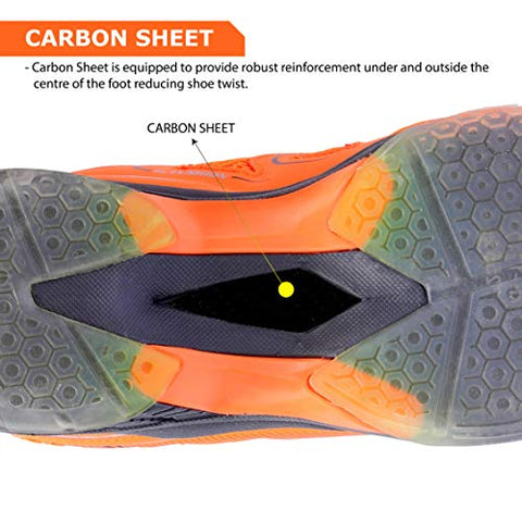 Image of YONEX Hydro Force 2 Men's Non Marking Badminton Court Shoes, Gun Metal/Orange - 8 UK